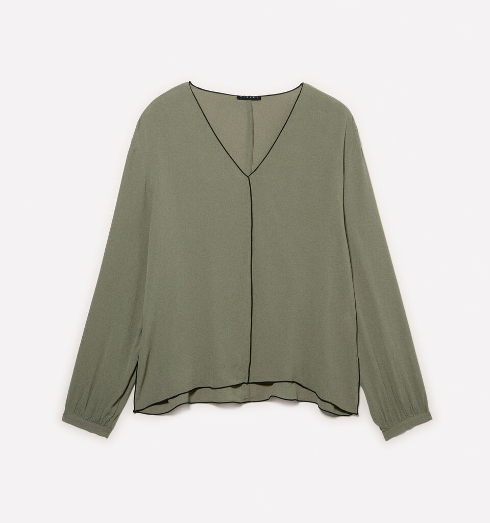 Military green oversized blouse - women's blouses - Military Green | Sisley image number 5